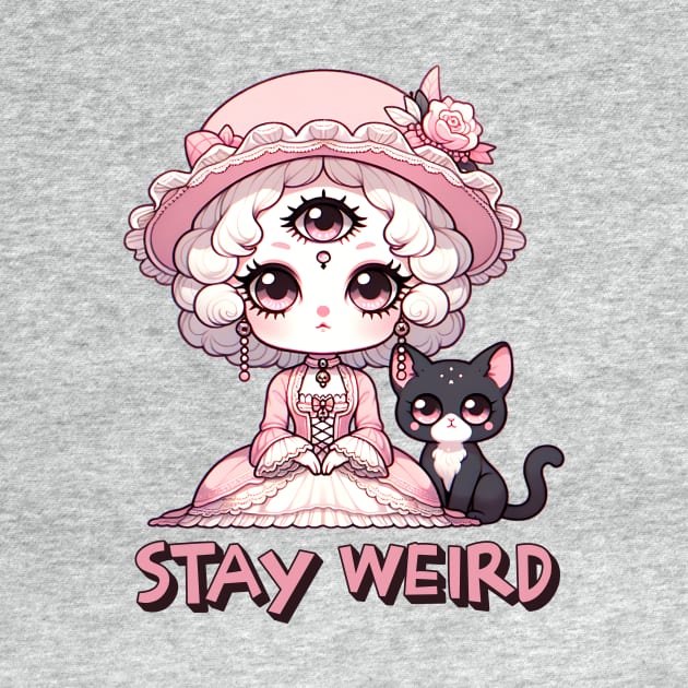 Stay Weird Three Eyed Witch with Black Cat by WitchyArty